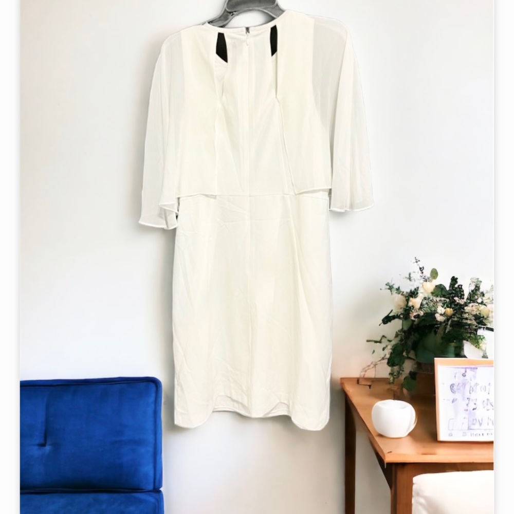 HALSTON HERITAGE Cape Overlay Sheath Dress Size 12
Ivory/White - Picture 6 of 15